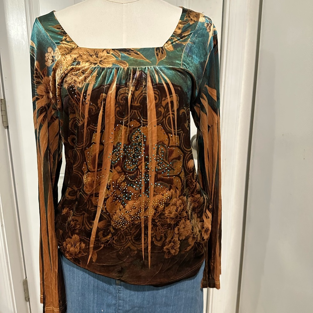 Y2K Elegant Floral Long Sleeve Top